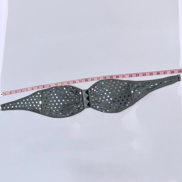 Material Girl grey bling bikini top with shiny flashy reflective square details - Picture 9 of 14